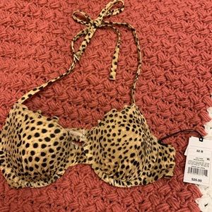 Cheetah Print Wired Padded Bikini Top, Tags Still Attatched